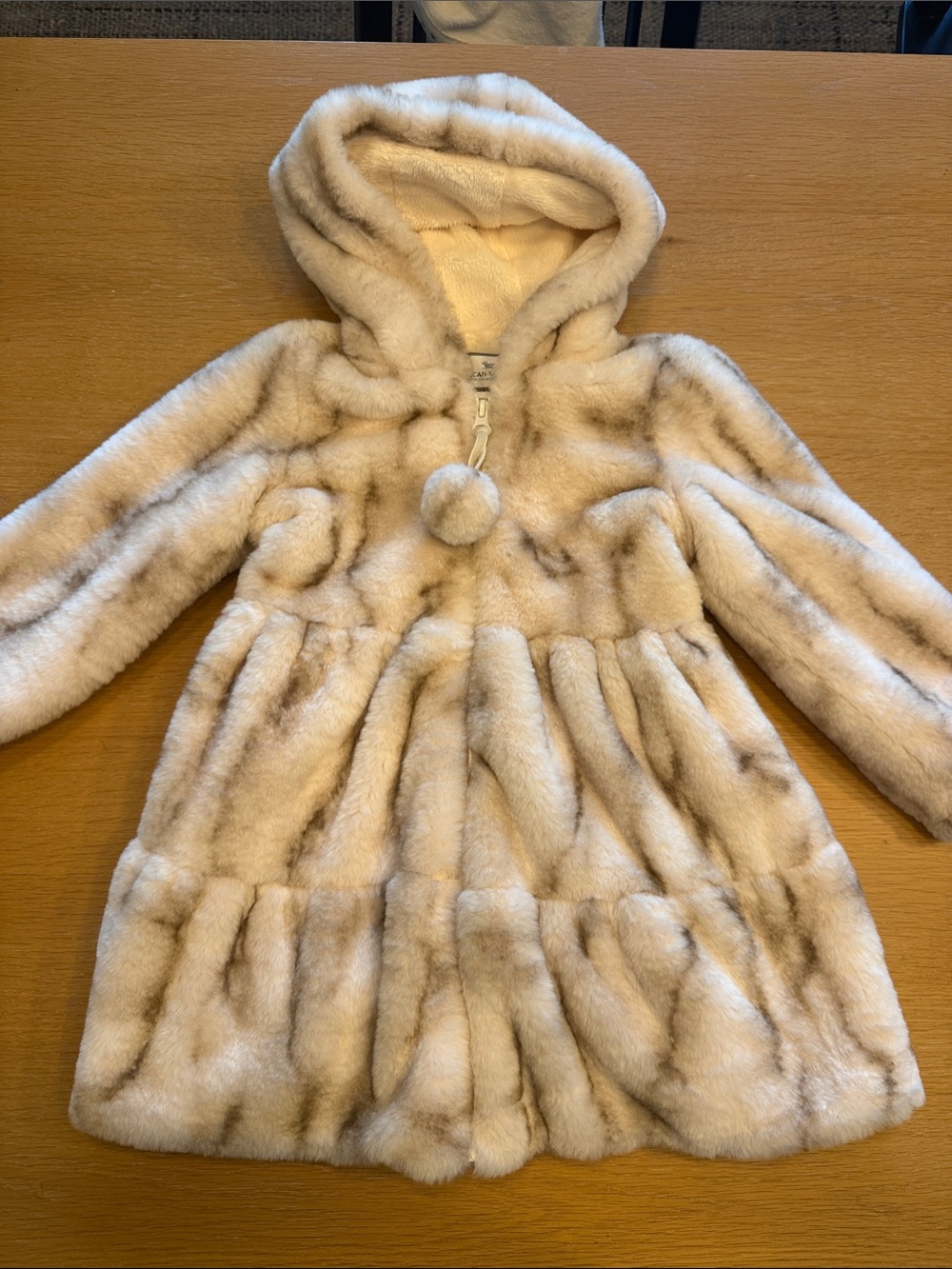 American Widgeon Cream Faux Fur Hooded Toddler Girls Coat